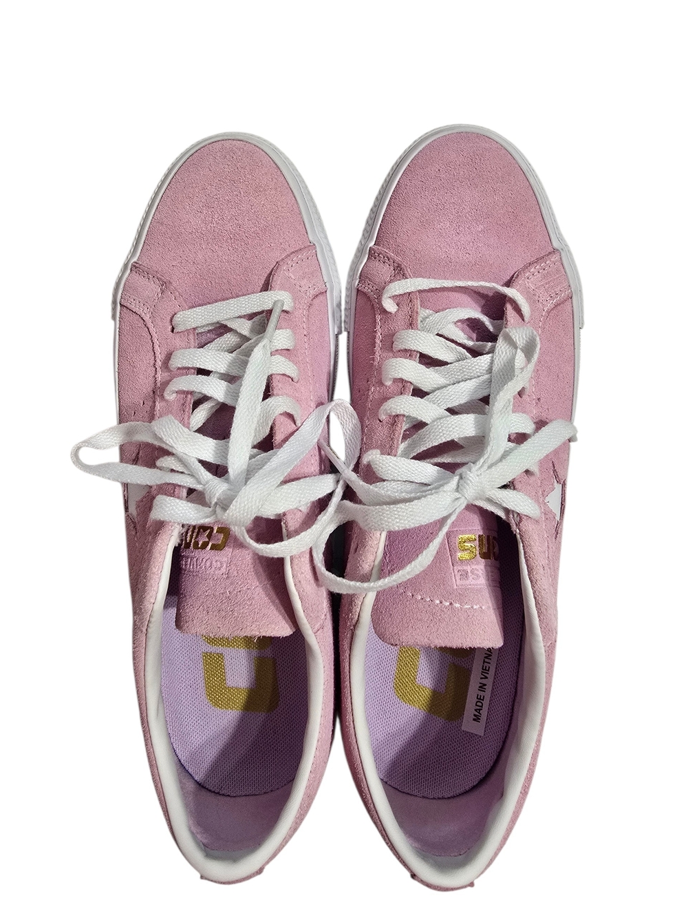 Converse Women's Pink Suede Low-Top Sneakers with White Laces